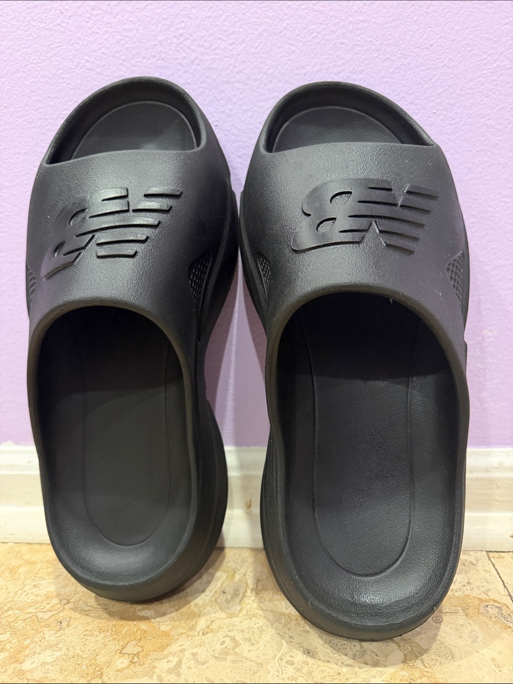 New Balance Black Men’s Slide Sandals with Logo